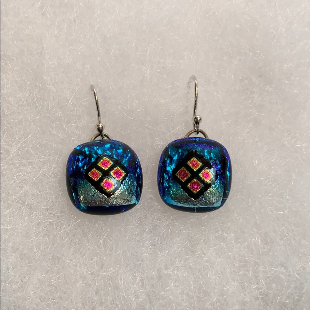 Brand New Blue Sparkly Glass Earrings